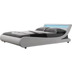 Lits avec Cadre Habitat et Jardin LED Natacha 180 x 200 cm Blanc Lit avec Cadre