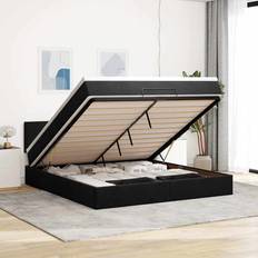 vidaXL Ottoman Sängram Med Madrass Svart 180x200 cm Sängpaket