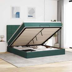 vidaXL Ottoman-Bett mit Matratzen und LEDs Dunkelgrün 180x200 cm Samt Betten-Sets