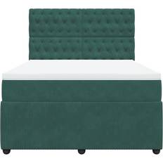 140 cm Sengepakker vidaXL Kontinentalseng Med Madras 140x190 cm Fløjl Mørkegrøn Sengesæt