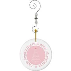 Pink Christmas Tree Ornaments Famgem Ornaments Ceramic Charm with Hook Christmas Tree Ornament
