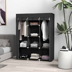 Homcom Fabric Portable with 8 Shelves 2 Hanging Rails Wardrobe