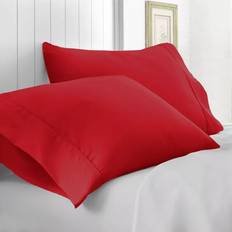 Red Bed Sheets Oxford Homeware Plain Pillowcases Pair Burgundy 30CM Bed Sheet Red