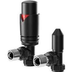 Colore Dias Matt Black Thermostatic Angled Radiator Valves