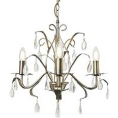 Litecraft Caitlyn 3 Arm Leaf Style Chandelier Antique Brass Pendant Lamp
