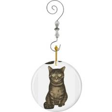 Brown Christmas Tree Ornaments Famgem Domestic Brown Tabby Cat-1739 Ornaments Ceramic Charm with Hook Christmas Tree Ornament