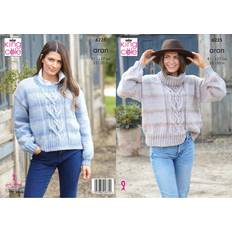 Schemi di Ricamo King Cole Aran Knitting Pattern 6225