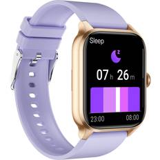 INF Smartwatch Med Puls Blodtryk Blodoxygenering Og Skridttæller Champagne