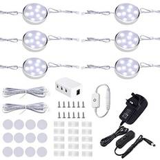 LED Under Cabinet Lighting Fixture 6 Pack Wired Linkable Puck Lights Furniture Lighting