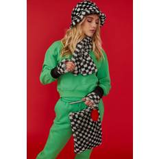 Faux Fur Clutches Jayley Checkered Luxury Faux Fur Bag - Mint/Black