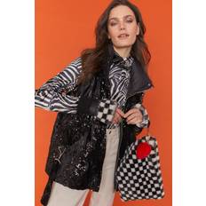 Faux Fur Clutches Jayley Checkered Luxury Faux Fur Bag - White/Black
