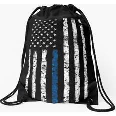 White Gymsacks Famgem Drawstring Bag V2 Vertical Sport Gym Shoe Backpack - Blue Line
