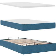 Rosa Sängpaket vidaXL Ottoman Sängram Med Madrass Mörkblå 120x200 cm Sammet Sängpaket