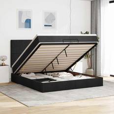 Sängpaket vidaXL Ottoman Sängram Med Madrasser Svart 200x200 cm Tyg Sängpaket