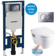 Geberit Toilets Geberit Toilet Set UP720 Frame SAT Rimless WC Softclose Seat White Plate SLIM-SATrimless-H