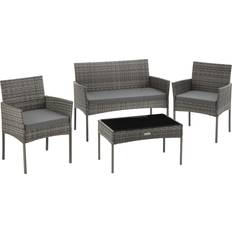 tectake Rattan Gartenset Palese für 4 Personen - Grau