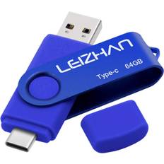 Leizhan 3.0 OTG USB Flash Drive Type-C U Stick Dual Plug Memory Stick 64GB Blue