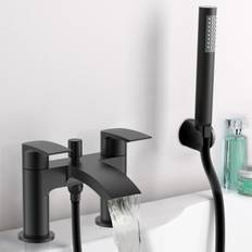 Vago Matte Black Deck Mounted Waterfall Bath Shower Mixer Tap