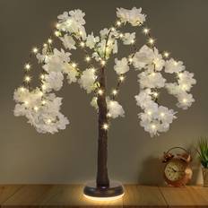 SRJ STAR Pink Led Tree with Lights Cherry Blossom Tree Warm White Light Table Lamp