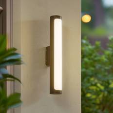 Lucande Udendørs LED-Væglampe Tuberia Ø 7cm Antracit Aluminium Vægarmatur