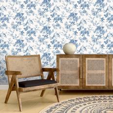 Chinoiserie Exotic Birds Floral Leaf Flowers Leaves Wallpaper Blue 260554