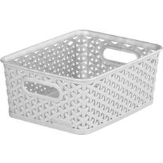 Grey 4L Nestable Plastic Rattan Storage 25.5 x 19.5 cm