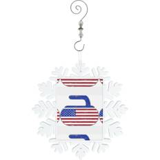 Stone Christmas Decorations BearLad Curling Stone Distressed American Flag 6355 Christmas Tree Ornament