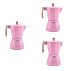 Pink Moka Pots Veneka 3X Latte Mocha Coffee Maker Italian Moka Espresso Cafeteira Percolator Pot Stovetop 300Ml Pink