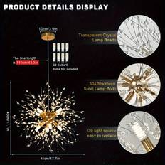 Luxurious Golden Crystal Chandelier 8 G9 Bulb Heads Pendant Lamp