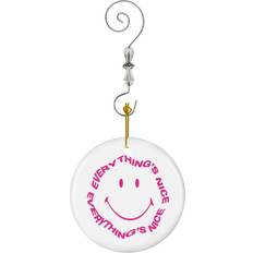 Pink Christmas Tree Ornaments Famgem Ornaments Ceramic Charm with Hook Pink Smile-5967 Christmas Tree Ornament