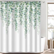 Bathroom Accessories FitVille Eucalyptus Leaves Green Plant Shower Curtain 180 x 180 cm
