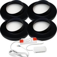 Black Furniture Lighting Loops Matt Black Slim Round Angled Under Cabinet Light & Driver - Warm White LED Furniture Lighting