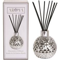 Aroma Reed Diffuser Silver Bottle Glass 50 Black Fibre Reeds