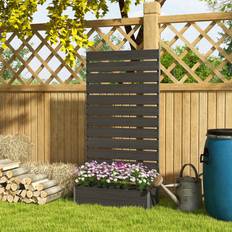 Pots, Plants & Cultivation OutSunny Raised Garden Bed with Trellis Standing Patio Planter Box Black