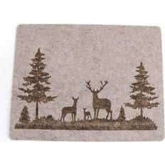 Polyester Place Mats Sifcon Christmas Felt Deer Placemat 45x35 cm Place Mat Beige
