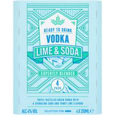 Asda Vodka Lime and Soda 4 x 250ml 70cl