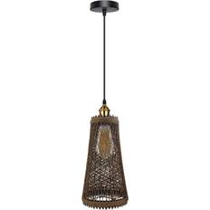 LEDSone Natural Rattan Wicker Vintage Industrial Style Single Ceiling Light Shade Pendant Lamp