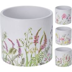 Pots, Plants & Cultivation Carousel Home Elegant White Floral Plant Pot Terracotta
