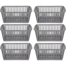 Whitefurze 25 cm Silver Plastic Handy Storage Basket Pack of 6 Basket