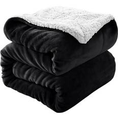 Imperial Rooms Soft Sherpa Fleece Throw Bed 230x270 cm Blankets Black
