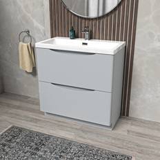 Bathroom Furniture Nes Home Modern Matte Grey 800mm Floorstanding Basin Vanity Unit