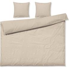 Juna Daisy Bed Set 220x220 50x60 cm Organic Cotton White Duvet Cover White, Beige (220x220cm)