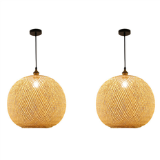 Veneka 2X Woven Bamboo Light Chandelier Rattan Pendant Lamp