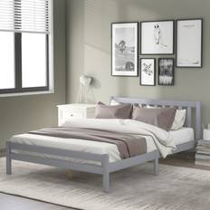 Grey 4ft6 Double Bed Solid Wooden Bed Frame