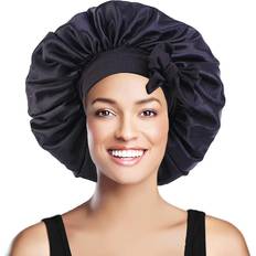 Multicolour Bonnets Hiigyl Satin Bonnet 3 Pieces Adjustable 3 Pieces For Sleeping Jumbo Satin Bonnet With Tie Band 3 Pcs Multicolour 1