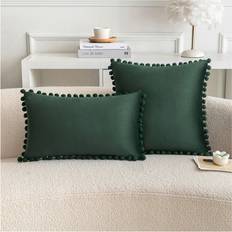 Ancoree Set of 2 Solid Color Velvet Throw Pillow Cushion Cover Green