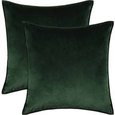 Ancoree Pack of 2 Solid Color Velvet Throw Pillow Cushion Cover Green