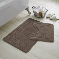 Shaggy Rugs UK Jacquard Greek Style Bath Mat Pedestal Set 2 Piece