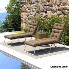 Brown Sun Beds OutSunny Garden Lounge Chair Cushions Set of 2 220gsm Fabric Khaki