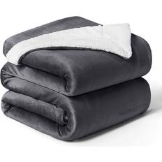 99rooms Grey Soft Sherpa Fleece Throw Bed 230x270 cm Blankets